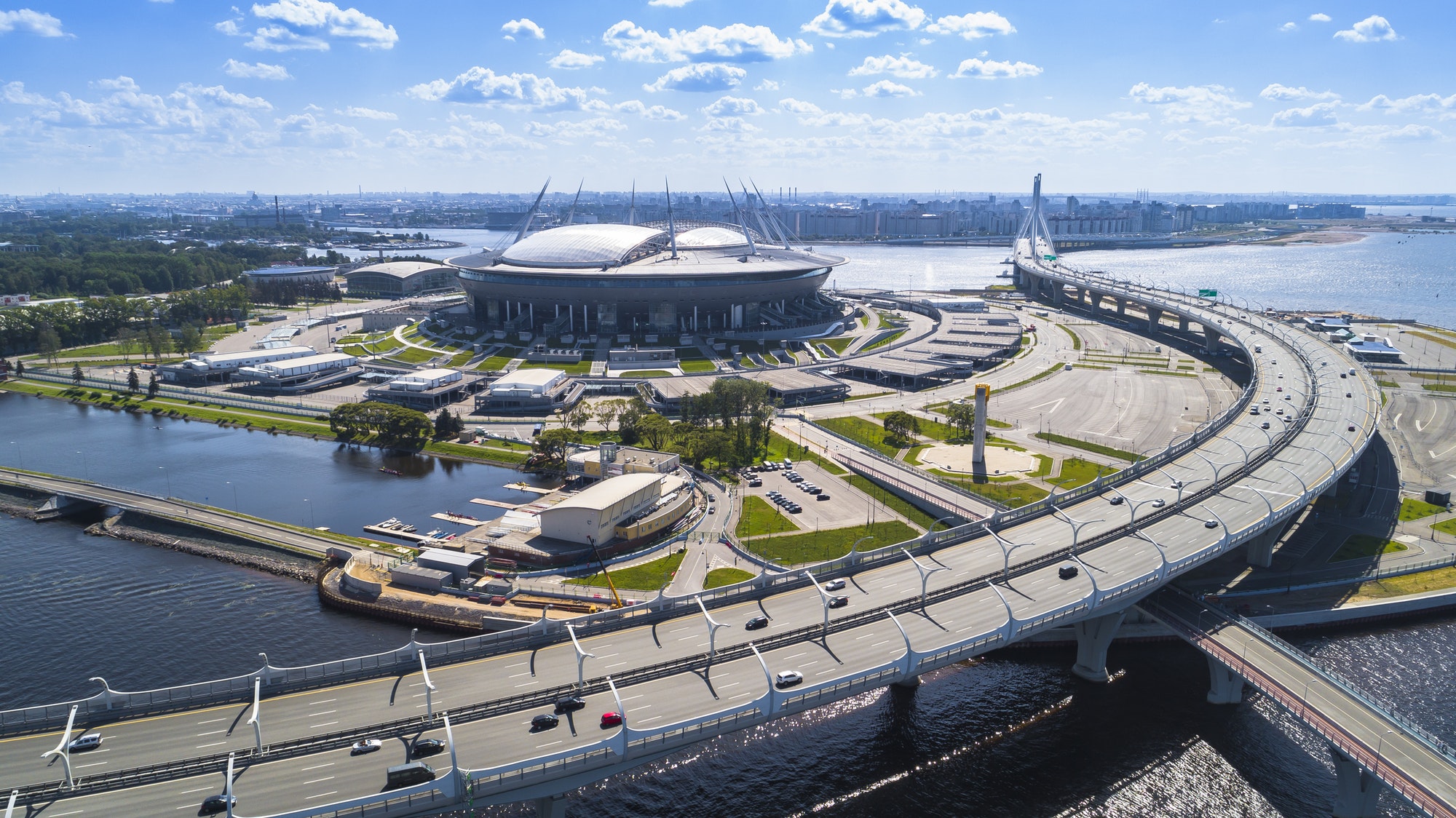 Aerial view of the stadium Zenit Arena
