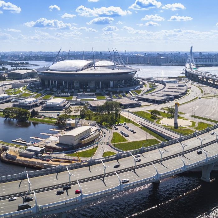 Aerial view of the stadium Zenit Arena